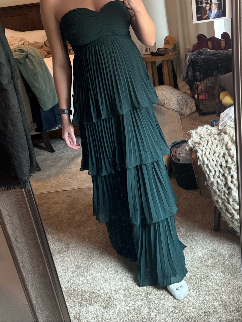 NWT Lulus Seriously Sensational Emerald Strapless Maxi Dress Green, Size L - Picture 2 of 2